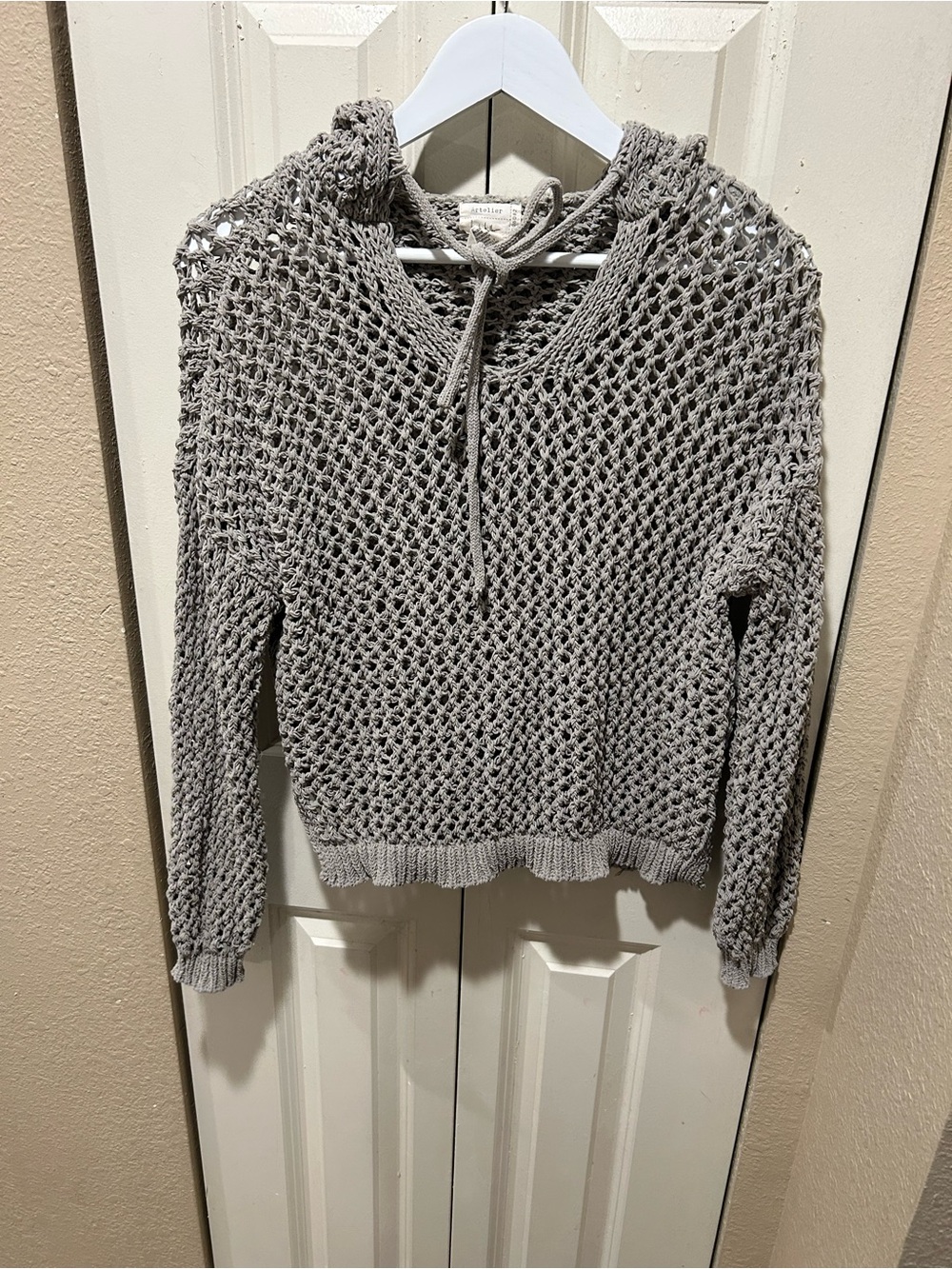 Artelier Nicole Miller Fishermen Knit Hoodie Artsy Unique , M - Picture 3 of 6